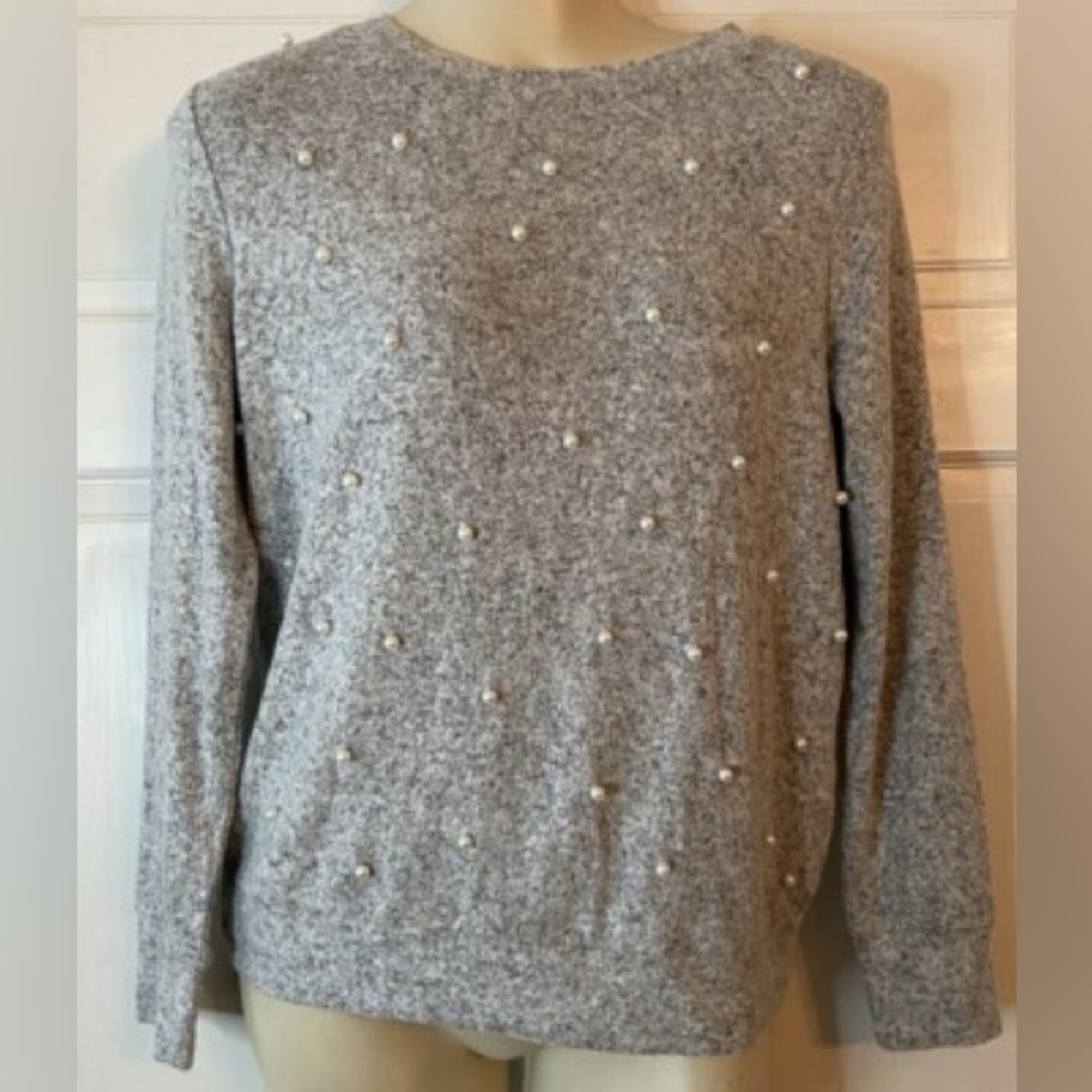 Juicy Couture Gray Sweater with Pearl Accents